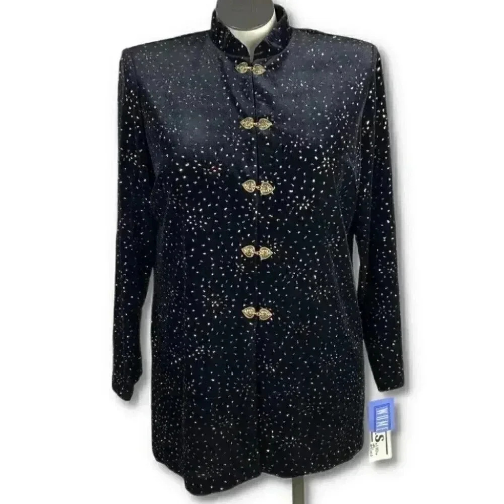 JBS jacket size 14W glitter mandarin collar jacket formal party 90s 80s vintage